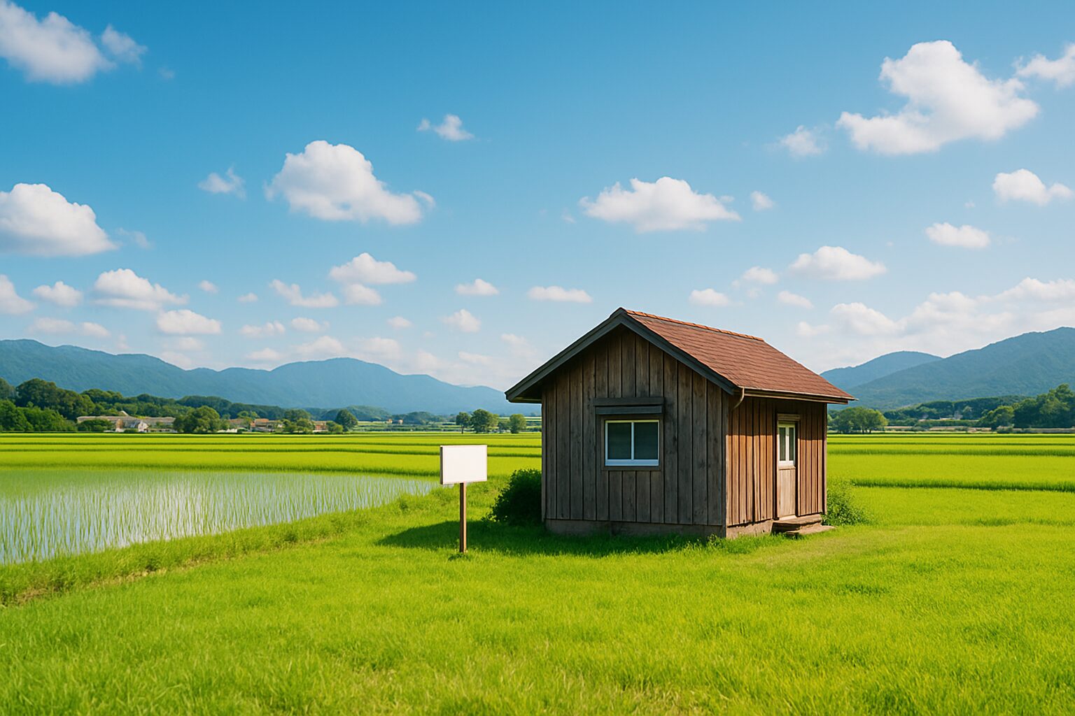 市街化調整区域の田園と一軒の小屋