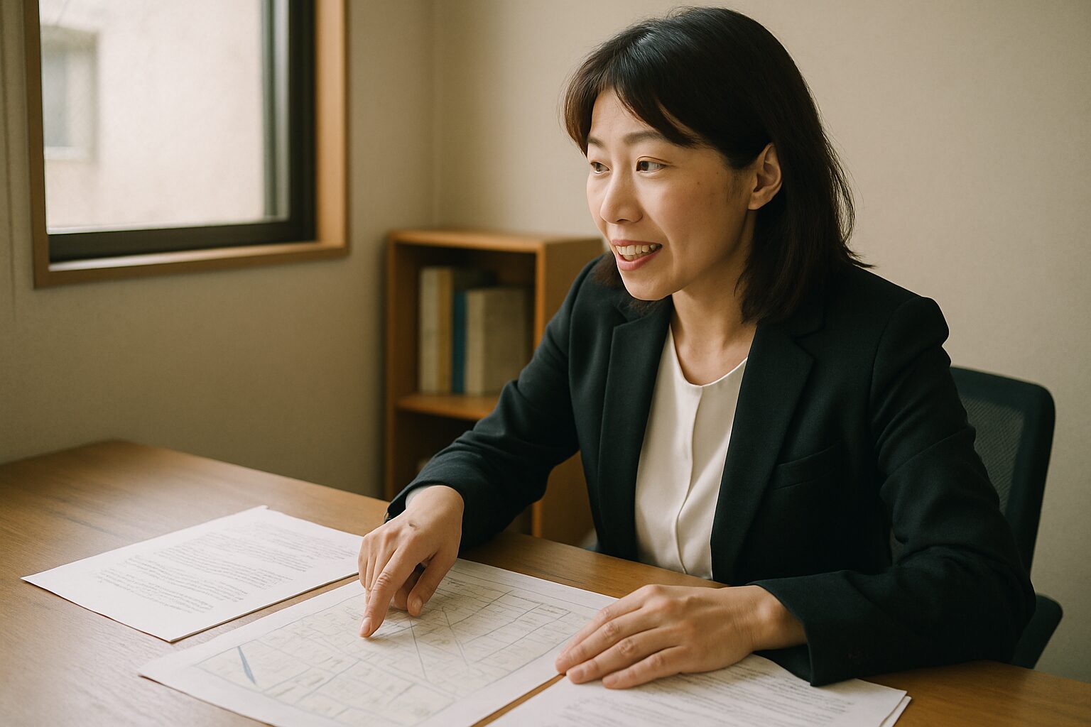 農地転用 行政書士の女性が書類を確認
