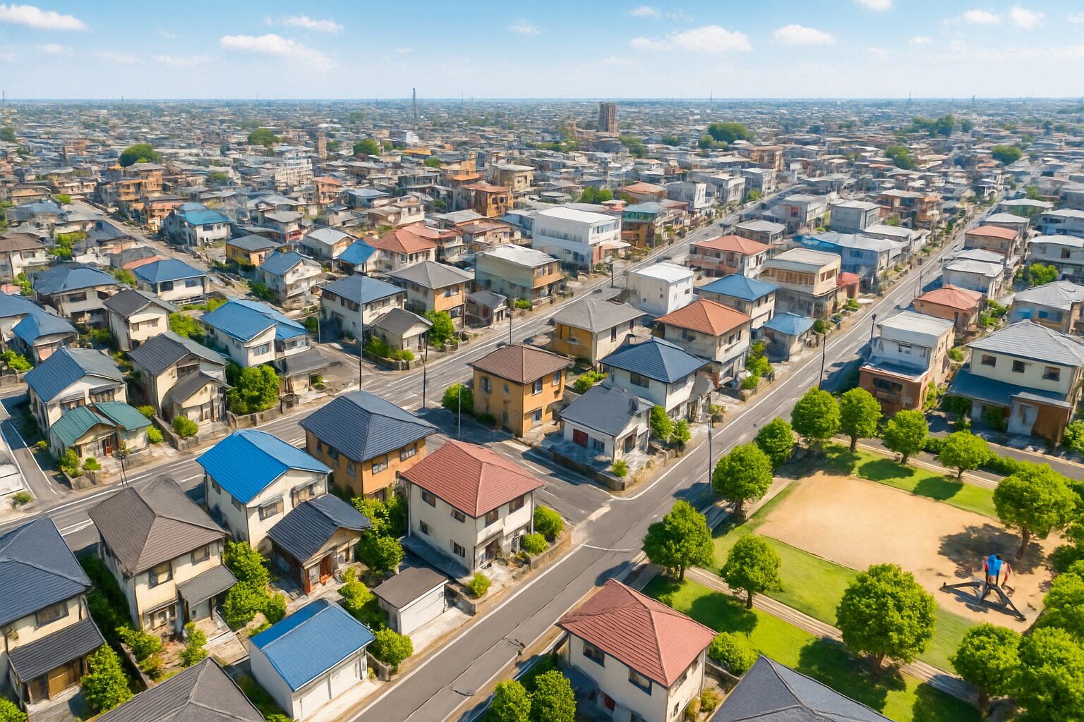 街区が整理された都市の俯瞰