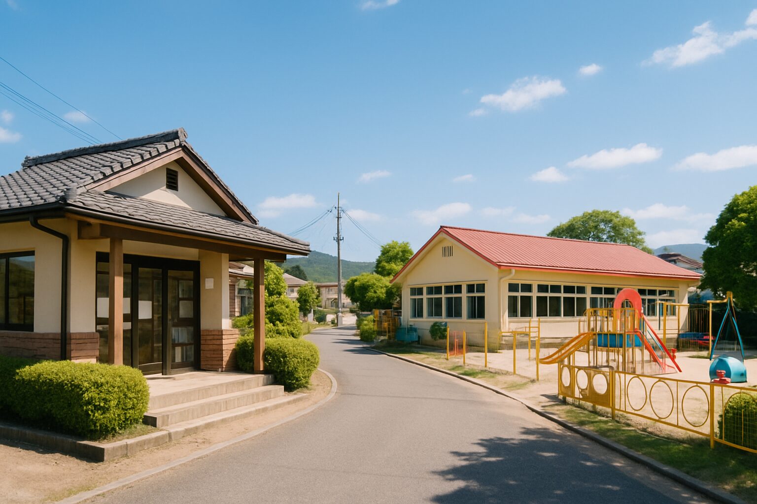 図書館と幼稚園 公益施設