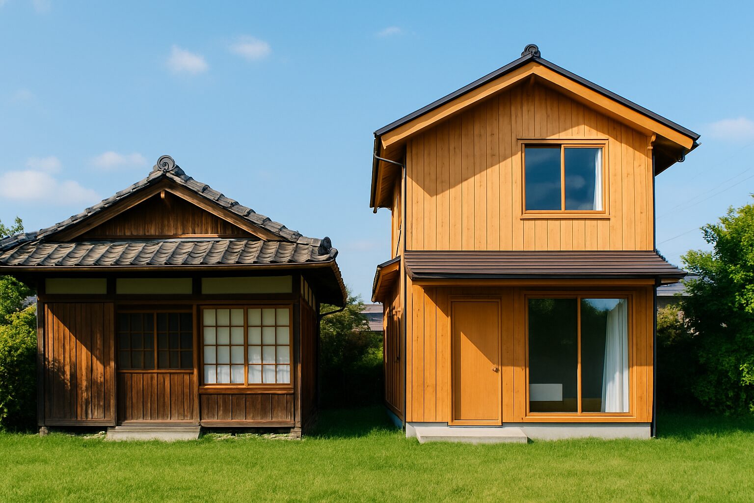改築前後の家