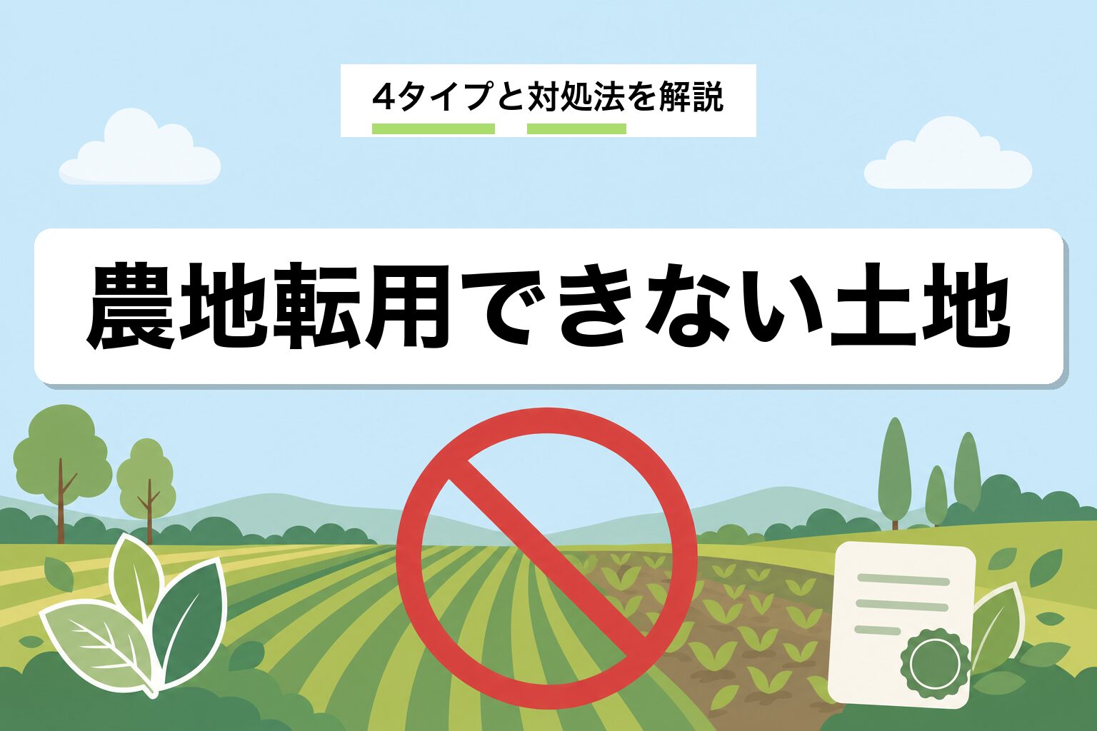 農地転用できない土地の4タイプ｜青地・第1種農地の判定と対処法を解説